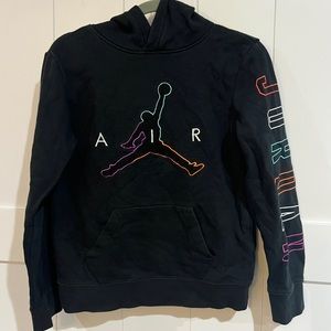 Air Jordan Youth Large Hoodie Sweatshirt. Black bright multicolor details L YL